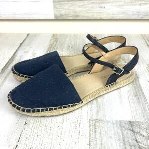 Talbots Womens 7 Navy Blue Izzy D’Orsay Espadrille Slingback Flats sandal shoe